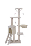 YES4PETS 138cm Cat Scratching Post Tree Post House Tower with Ladder-Beige V278-CT138-BEIGE