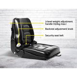 Giantz Tractor Seat Forklift Excavator Universal Backrest Truck PU Chair TS-FORKLIFT-B163-BK