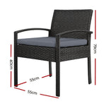 Gardeon 2PC Outdoor Dining Chairs Patio Furniture Rattan Lounge Chair Cushion Felix ODF-CHAIR-TEA-BK-2X