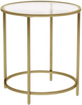 Gold Round Side Table with Golden Metal Frame Robust and Stable V178-11710