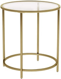 Gold Round Side Table with Golden Metal Frame Robust and Stable V178-11710