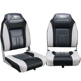 Seamanship 2X Folding Boat Seats Marine Seat Swivel High Back 12cm Padding Black BS-86522-BK