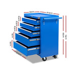 Giantz 5 Drawer Tool Box Cabinet Chest Trolley Box Garage Storage Toolbox Blue TB-5DR-ROLL-BLUE