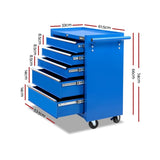 Giantz 5 Drawer Tool Box Cabinet Chest Trolley Box Garage Storage Toolbox Blue TB-5DR-ROLL-BLUE