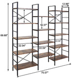 YES4HOMES Industrial Shelf Bookshelf, Vintage Wood and Metal Bookcase Furniture for Home & Office V278-M80907F-METAL-BOOKCASE