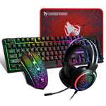 T-Wolf TF400 4-pcs Rainbow Keyboard/Mouse/Headphone/Mouse Pad Kit Set V28-ELETEQTF400