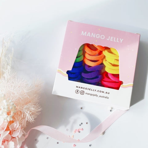 MANGO JELLY Metal Free Hair Ties - Retro 36P - Six Pack V659-METALFREE-3CM-36P-RETRO-6-P