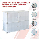 White Cube DIY Shoe Cabinet Rack Storage Portable Stackable Organiser Stand 836151