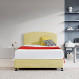 Linen Fabric Double Bed Curved Headboard Bedhead - Sulfur Yellow 839721