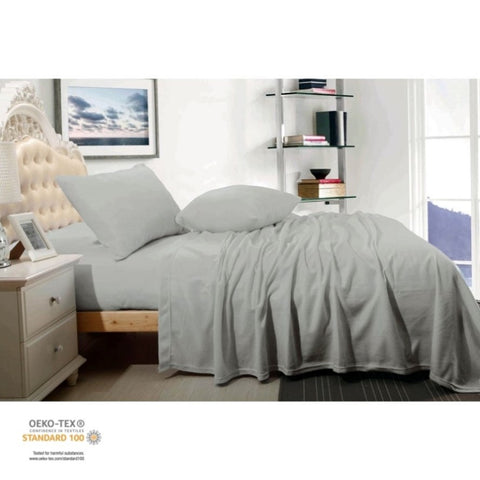 Shangri La Cashmere Touch Micro Flannelette Sheet Set Grey Queen V442-KIT-SHEETS-CASHMEREFLANNEL-GREY-QS