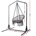 Gardeon Outdoor Hammock Chair with Stand Cotton Swing Relax Hanging 124CM Grey HM-CHAIR-SWING-GREY-U