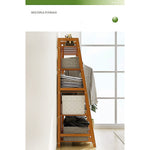 Portable Clothes Rack Coat Garment Stand Bamboo Rail Hanger Airer Closet V63-838041