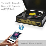 mbeat Vintage Wood Turntable with Bluetooth Speaker, AM/FM Radio V186-MB-USBTR98