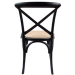 Aster Crossback Dining Chair Set of 2 Solid Birch Timber Wood Ratan Seat - Black V315-VOD-CAFE-03-2PC-KIT