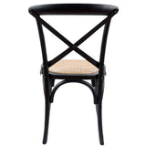 Aster Crossback Dining Chair Set of 2 Solid Birch Timber Wood Ratan Seat - Black V315-VOD-CAFE-03-2PC-KIT