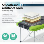 Zenses Massage Table 75cm Portable 3 Fold Aluminium Beauty Bed Green MT-ALUM-GA301-BKLM-75