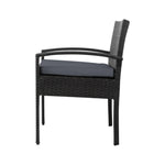 Gardeon 3PC Bistro Set Outdoor Furniture Rattan Table Chairs Cushion Patio Garden Felix ODF-CHAIRSET-TEA