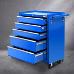 Giantz 5 Drawer Tool Box Cabinet Chest Trolley Box Garage Storage Toolbox Blue TB-5DR-ROLL-BLUE