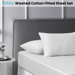 Accessorize White Washed Cotton Fitted Sheet Set Super King V442-HIN-FITTEDSS-WASHCOTTON-WHITE-SK