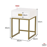 Sarantino Emilia Bedside Table Night Stand - White/Gold TBL-172-07-WHGD