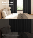 Artiss 2X Blockout Curtains Eyelet 300x230cm Black BC-MATT-300X230-BK