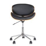 Artiss Wooden Office Chair Leather Seat Black OCHAIR-BS-5429-WA