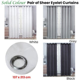 Pair of Solid Colour Sheer Eyelet Curtains 137 x 213 cm Black V442-BZO-CURTAIN-PAIRSHEEREYELET-BLACK-RE
