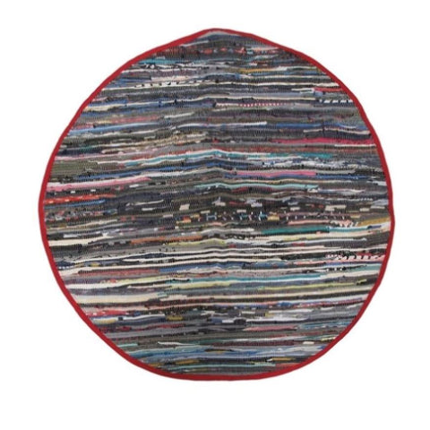 Cotton Chindi Round Mat Red V442-ABR-FLOORR-CHINDI-RED-RD