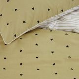 VTWonen Striped Hearts Yellow Cotton Quilt Cover Set King V442-HIN-QUILTCS-STRIPEDHEARTS-YELLOW-KI