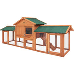 i.Pet Chicken Coop Rabbit Hutch 220cm x 44cm x 84cm Large Run Wooden Outdoor Bunny Cage House PET-GT-RH1500D-220
