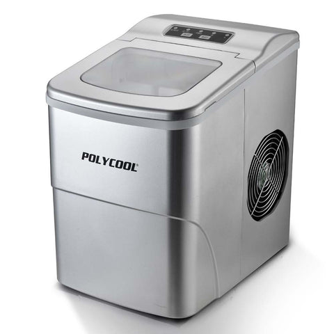 POLYCOOL 12KG Electric Ice Cube Maker Portable 2L Automatic Machine, Silver V219-ICEMAKPLYA2SL