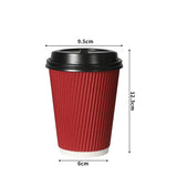 500 Pcs 12oz Disposable Takeaway Coffee Paper Cups Triple Wall Take Away w Lids AF1116-500-RD