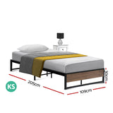 Artiss Bed Frame Metal Frame Bed Base OSLO - King Single MBED-C-OSLO-KS-BK