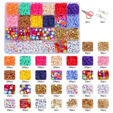 12 Colors 4000pcs DIY Ceramic Loose Bead Set 6mm Flat Round Polymer Clay Beads Jewelry Making Kit V571-728040811195
