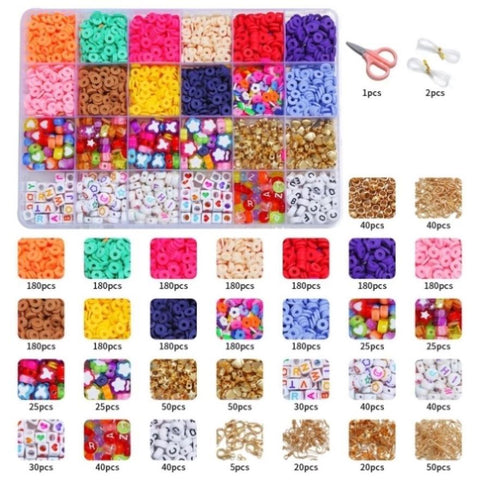 12 Colors 4000pcs DIY Ceramic Loose Bead Set 6mm Flat Round Polymer Clay Beads Jewelry Making Kit V571-728040811195