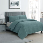 Ardor Hana Stormy Sea Embossed Velvet Quilt Cover Set Queen V442-INT-QUILTCS-HANA-STORMYSEA-QS