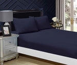 1000TC Ultra Soft Fitted Sheet & 2 Pillowcases Set - Super King Size Bed - Midnight Blue V493-ASKF-12