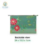 PIP Studio Fleur Mix Green Medium Cosmetic Flat Pouch V442-HIN-MISC-FLATPOUCHFLEURM-MIXGREEN-SH