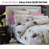 Belmondo French Rose Easy Care Quilt Cover Set Queen V442-CAP-QUILTCS-FRENCHROSE-TAUPE-QS