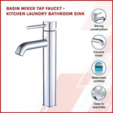 Tall Basin Mixer Tap Faucet -Kitchen Laundry Bathroom Sink V63-826191