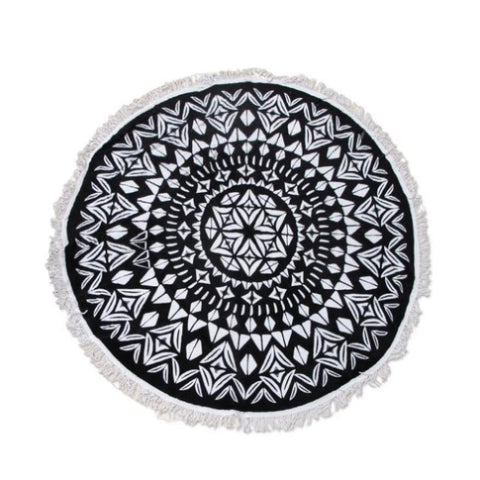 Ezra Hexagon 100% Cotton Round Beach Towel V442-ABR-TOWEL-EZRAHEXAGON-BLACK-RD