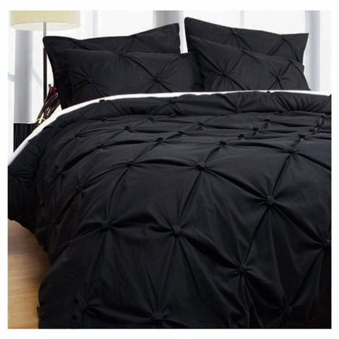 Bloomington Puffy Quilt Cover Set Black SUPER KING V442-HIN-QUILTCS-PUFFY-BLACK-SK