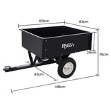 PLANTCRAFT 270kg Capacity Metal Dump Cart Garden Lawn Yard Farm Trolley, Tow Behind Ride on Mower V219-MOWCRTPLTCSD1