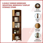 5-Shelf Corner Bookcase Industrial Bookshelf Display Storage Stand V63-838281
