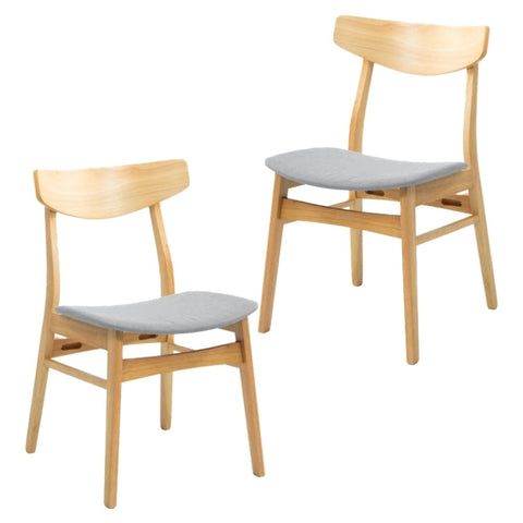 Cusco 2pc Set Dining Chair Fabric Seat Scandinavian Style Solid Rubberwood V315-VOD-CUSC-04-2PC-KIT