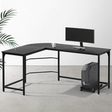 Artiss Computer Desk L-Shape CPU Stand Black 147CM MET-DESK-L-003-BK