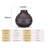 Essential Oil Aroma Diffuser and Remote - 400ml Hollowed Wood Mist Humidifier V238-SUPDZ-32977510006864