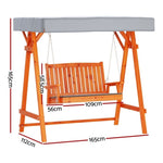 Gardeon Swing Chair Wooden Garden Bench Canopy 2 Seater Outdoor Furniture ODF-GSC-W2S-TK-AB