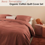 Bedding House Organic Cotton Basic Terracotta Quilt Cover Set Queen V442-HIN-QUILTCS-ORGANICCOTTON-TERRA-QS