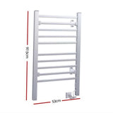 Devanti Electric Heated Towel Rail Rack 10 Bars Freestanding Clothes Dry Warmer TW-C-FW-10-ALUM